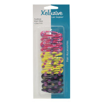 Xcluzive Fashion Hair Clips With Flower Print Pack Of 12pcs HS 164, Multicolour