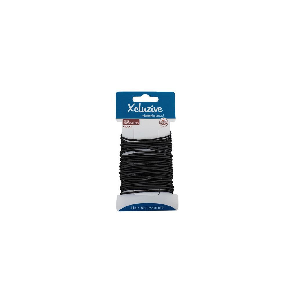 Xcluzive Thin Pony Tailers Pack Of 40 Pcs, Black