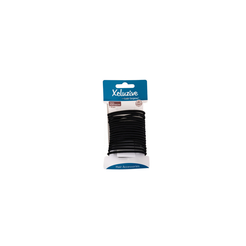 Xcluzive Thick Pony Tailers Pack Of 18Pcs, Black