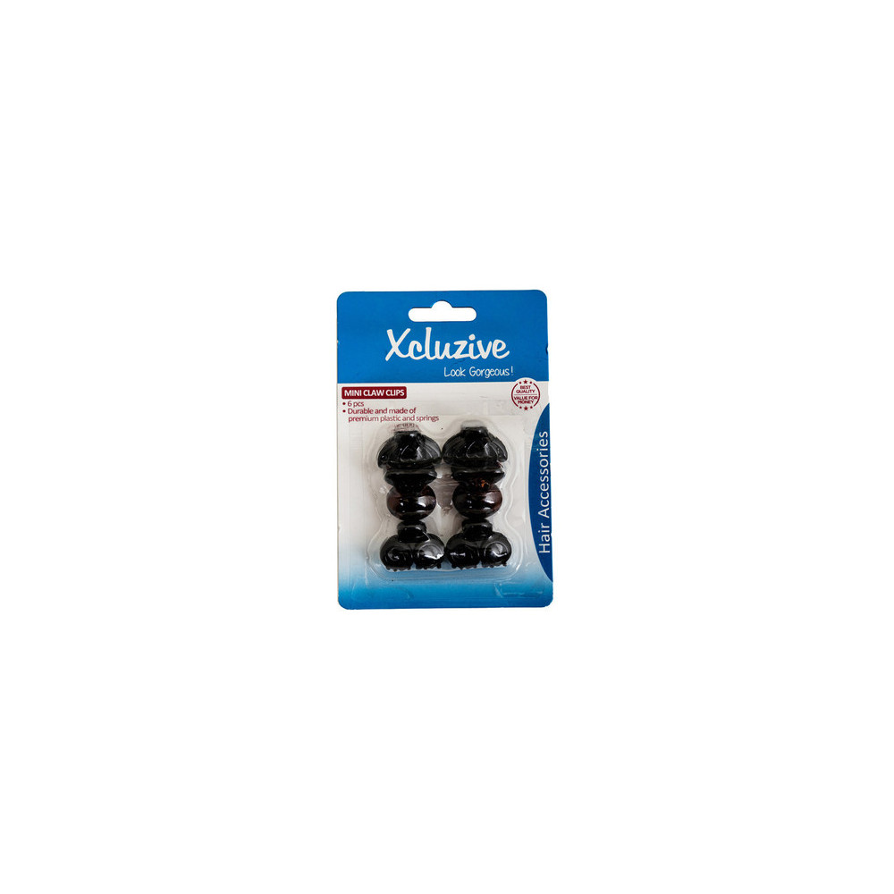 Xcluzive Durable And Premium Quality Mini Claw Clips Pack OF 6 Pcs, Black