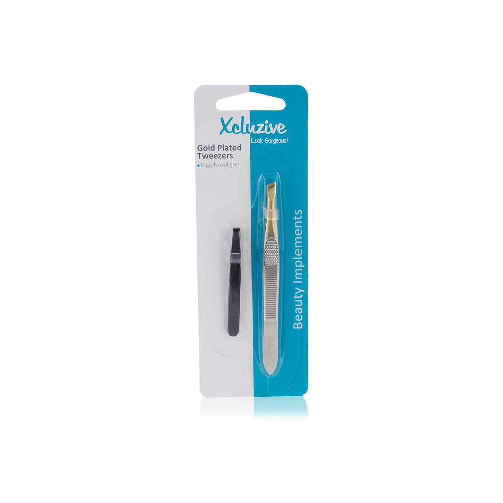 Xcluzive Gold Plated Slant Tweezers Pack Of 2