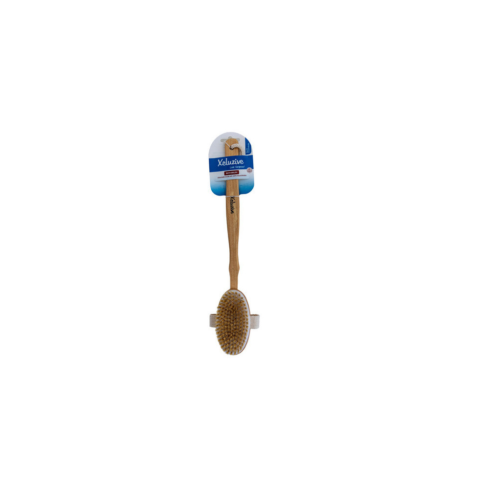 Xcluzive Wooden Bath Brush W Natural Bristles And Detachable Handle