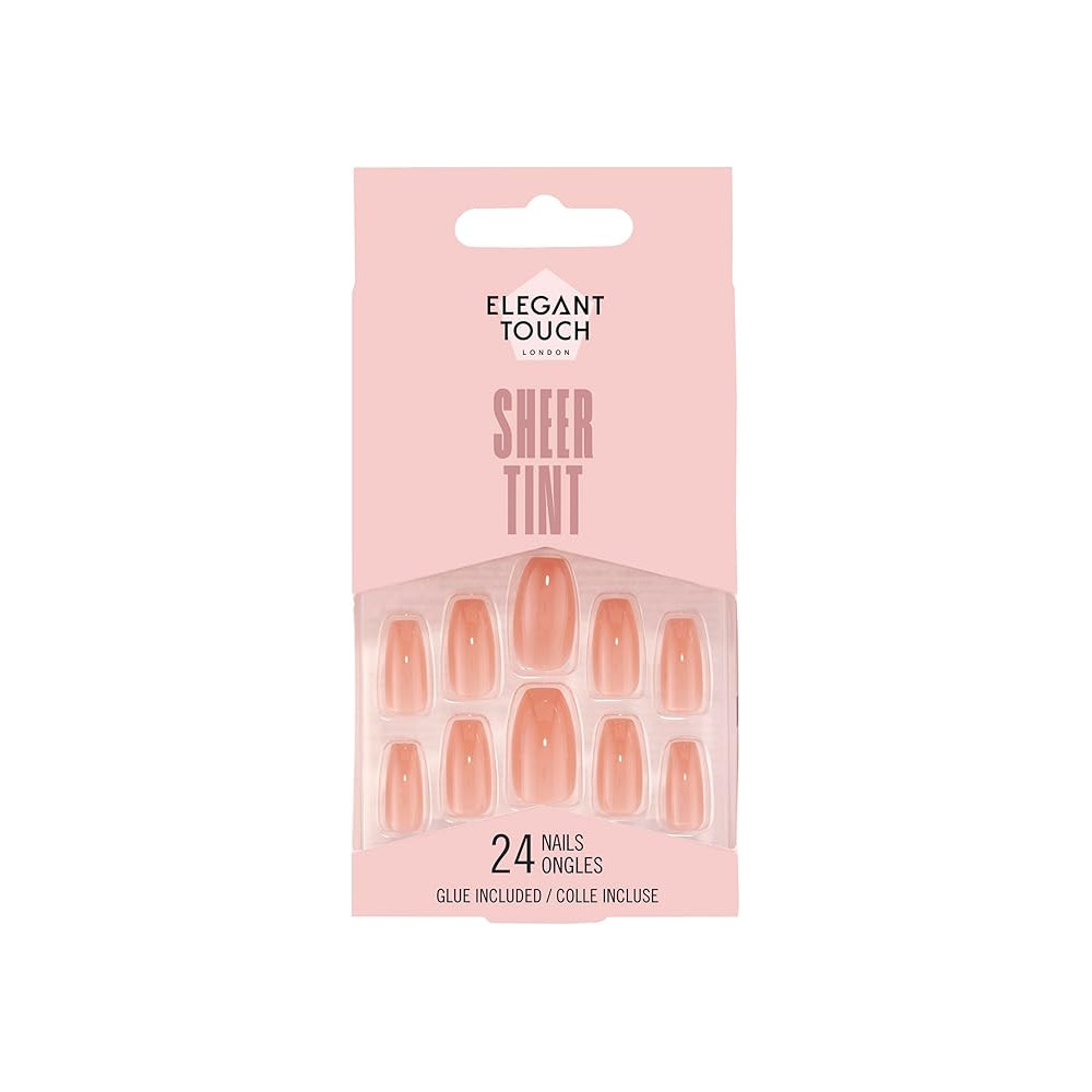 Elegant Touch Fake Nails With Glue Pack of 24 Nails, Sheer Tint Rose Wood Blush