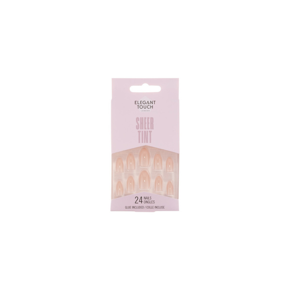 Elegant Touch Fake Nails With Glue Pack of 24 Nails, Sheer Tint En Pointe