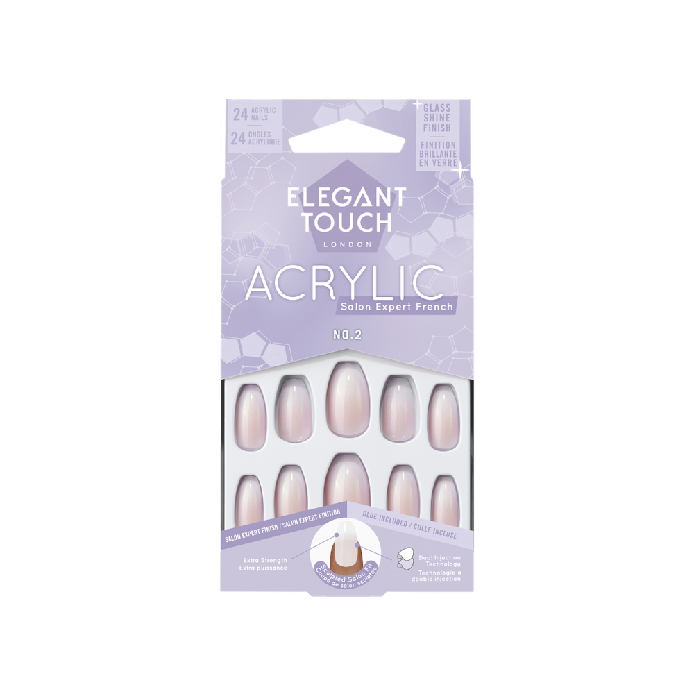 Elegant Touch Acrylic Salon Expert French Fake Nails, No 2 Coffin