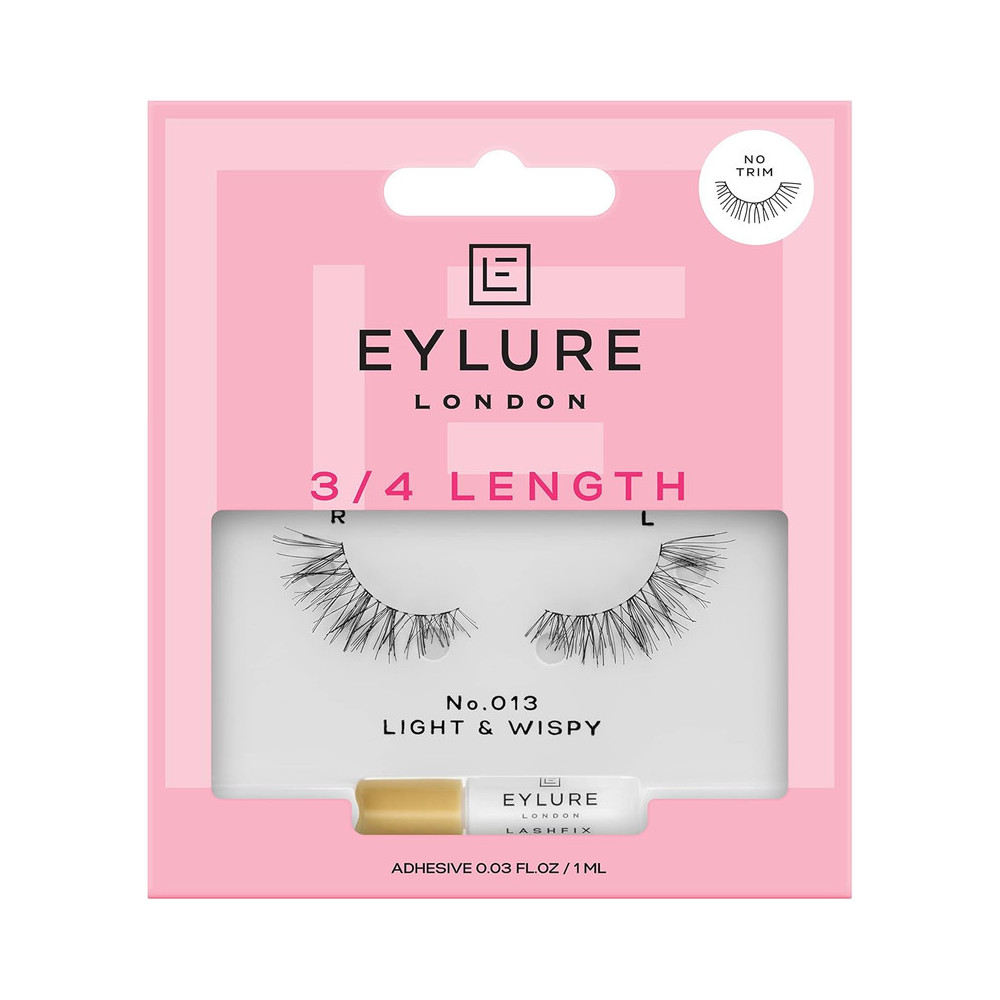 Eylure London 3/4 Length Eyelashes With Glue, No. 013 Light And Wispy