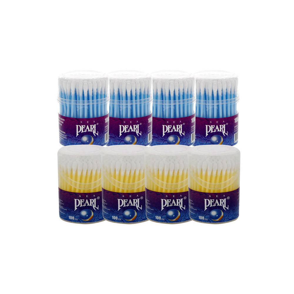 Sea Pearl Cotton Buds Pack Of 8 Boxes, 100Pcs Per Box