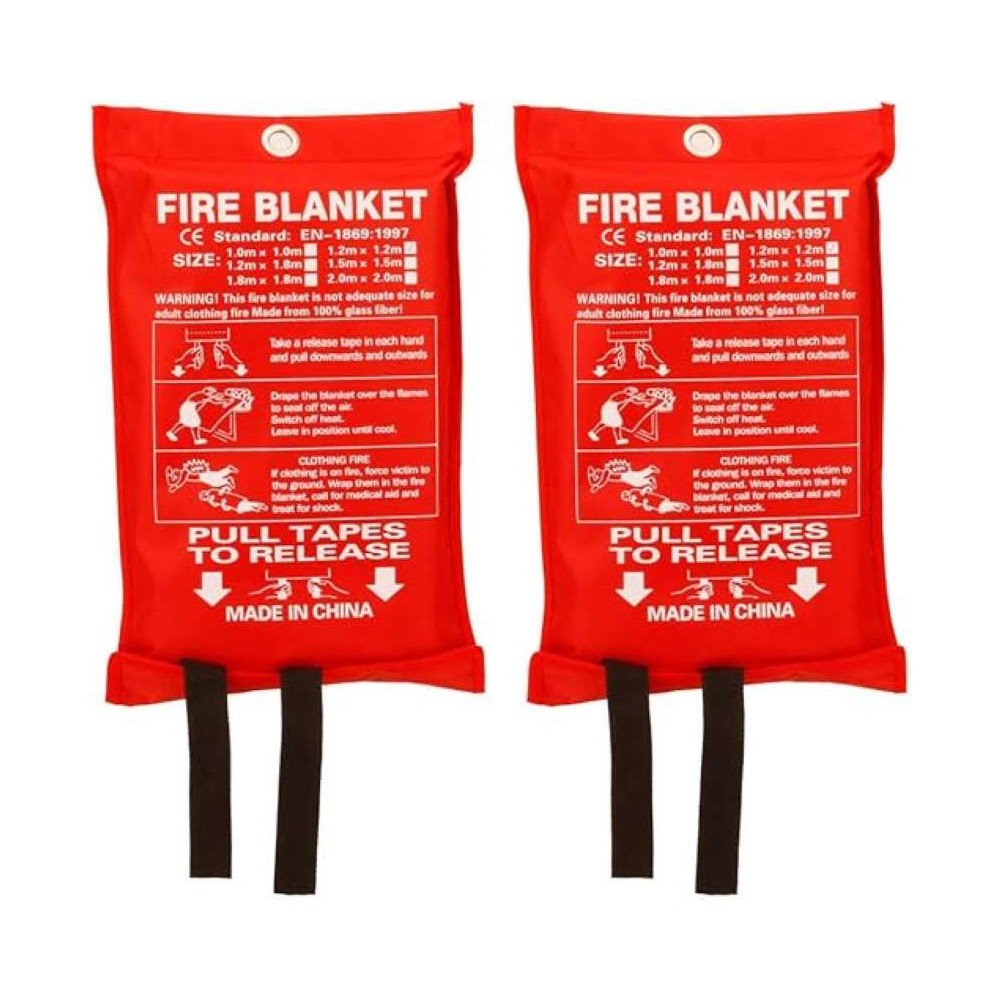 Aksipo Fire Blanket Fiberglass, Fire Emergency Blanket, Suppression Blanket, Flame Retardant Blanket, Emergency Survival Safety Cover for Kitchen Home House Car Office Warehouse, 2 Pack (59 x 59 inch)
