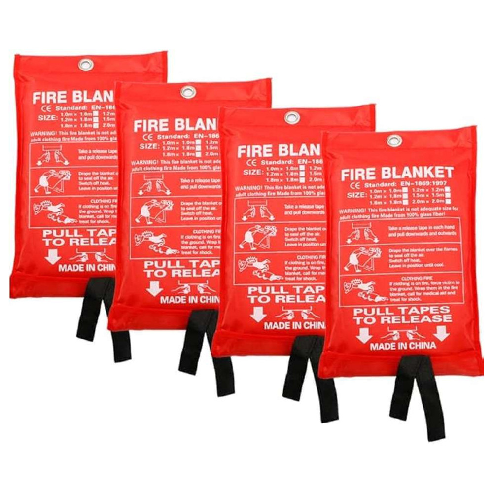 Asanma Fire Blanket, Fire Suppression Blanket, Flame Retardant Protection and Heat Insulation Fiberglass Fire Blanket for Emergency Survival for Kitchen, Fireplace, Grill, Car, Camping - 4 Pack (39.3 x 39.3 inch)