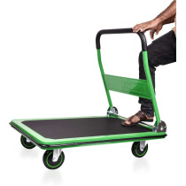 Foldable Heavy Duty Hand Trolley, Flat Hand platform Green And Black For Moving Heavy And Large Items of Home and Warehouse(Made in Taiwan) (150 Kg Capacity)