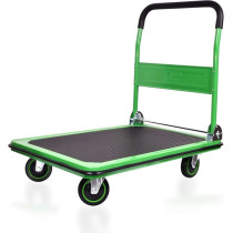 Foldable Heavy Duty Hand Trolley, Flat Hand platform Green And Black For Moving Heavy And Large Items of Home and Warehouse(Made in Taiwan) (150 Kg Capacity)