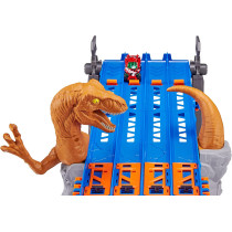 Metal Machines 4-Lane Dinosaur Raptor Attack Playset with Mini Racing Car