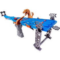 Metal Machines 4-Lane Dinosaur Raptor Attack Playset with Mini Racing Car