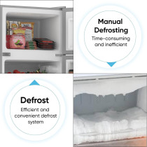 Nikai 135L Gross/88L Net, Small Double Door Mini Refrigerator With Vegetable Crisper And Adjustable Glass Shelves, Defrosting, Mini Fridge, NRF135DDS, Grey