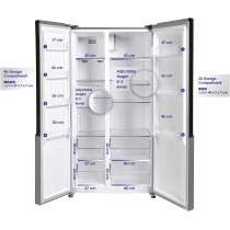 Super General 600 Liters Gross Side-By-Side Refrigerator-Freezer, Digital Control, SGR-710-SBS, Sliver