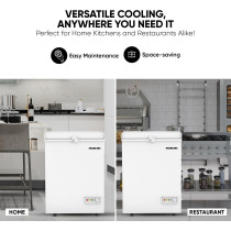 Nikai 150L Gross/100L Net, Single Door Chest Freezer With Storage Basket, High Energy Efficiency Cooling System, Adjustable Temperature, NCF150N7, White