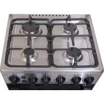 Midea 50 x 55Cm Freestanding Cooker, Full Gas Cooking Range With 4 Burners, Stainless Steel, Automatic Ignition And Full Safety, Cast Iron Pan Support, Mechanical Timer, Heat Resistant Knobs, BME55007FFD
