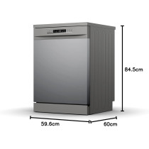 Hisense 15 Place Settings Freestanding Dishwasher 8 Programs, Titanium Grey, HS623E90G