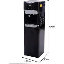 Midea Water Dispenser, Bottom Loading, Hot Cold And Ambient Temperature, Ice Cold Technology, Empty Bottle Indicator, Floor Standing, Child Safety Lock, Black, YL1633S