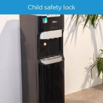 Midea Water Dispenser, Bottom Loading, Hot Cold And Ambient Temperature, Ice Cold Technology, Empty Bottle Indicator, Floor Standing, Child Safety Lock, Black, YL1633S