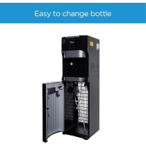 Midea Water Dispenser, Bottom Loading, Hot Cold And Ambient Temperature, Ice Cold Technology, Empty Bottle Indicator, Floor Standing, Child Safety Lock, Black, YL1633S