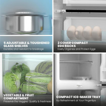 Nikai 200L Gross/127L Net, Double Door Refrigerator, Adjustable Glass Shelves, Defrosting, Temperature Control, Energy Saving R600A Gas, Silent Operation, NRF200DN3M (White)