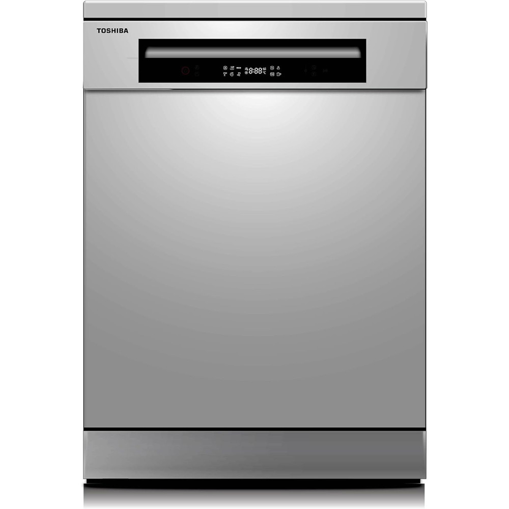 Toshiba 14 Place Setting, 6 Programs Free Standing Dishwasher With Dual Wash Zone, Dw14F1(S), Silver