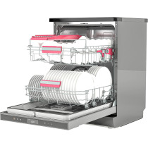 Toshiba 14 Place Setting, 6 Programs Free Standing Dishwasher With Dual Wash Zone, Dw14F1(S), Silver