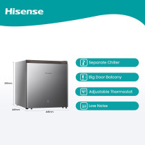 Hisense 60 Liter Compact Single Door Refrigerator, Silver, RR60D4ASU