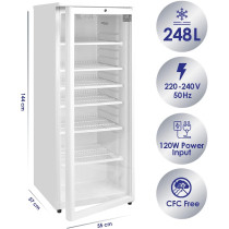 Super General 275 Liter Gross Compact Single-Door Chiller, Upright Beverage-Showcase, Energy-Saving, Low-Noise, White, SGSC-256