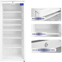Super General 275 Liter Gross Compact Single-Door Chiller, Upright Beverage-Showcase, Energy-Saving, Low-Noise, White, SGSC-256