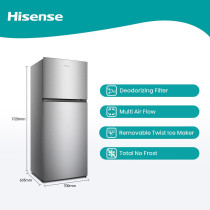 Hisense Gross 488L, Net 286L Refrigerator Double Door Top Mount Silver, RT488N4ASU