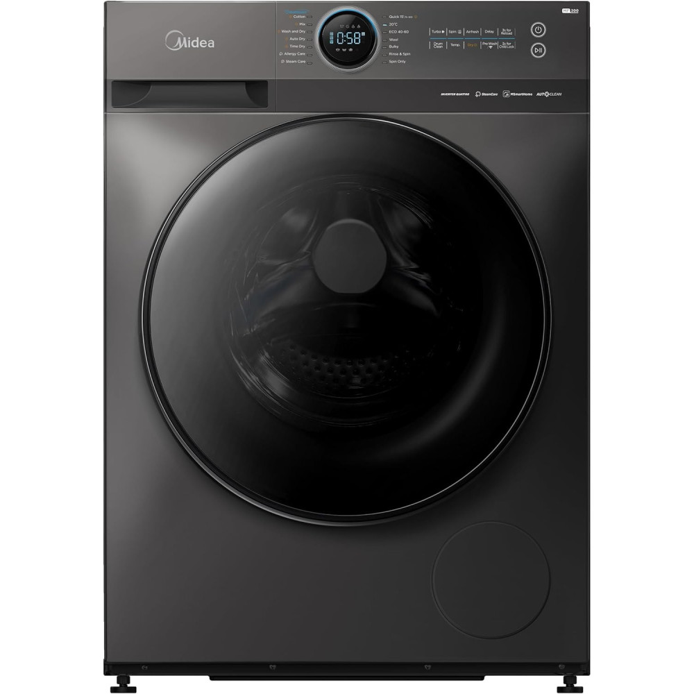 Midea 10/7 Kg Smart Washer Dryer With Bldc Inverter Motor, 1400 RPM, Fully Automatic Front Load Washing And Drying Combo Wi-Fi Machine, 16 Programs-Allergy/Steam Care/Auto Clean, Titanium, MF200D100WBT