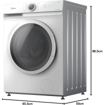 Midea 7Kg Front Load Washing Machine With Lunar Dial, 5 Star Rating, 1200 RPM, 15 Programs, Fully Automatic Washer, Digital Led Display, Child Lock, Mute Function, White, MF100W70W