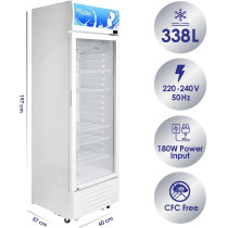 Super General 395 Liter Gross Single-Door Chiller, Upright Beverage-Showcase, Energy-Saving, Low-Noise, SGSC-398 (White)