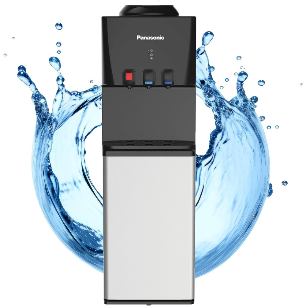 Panasonic Top Loading Water Dispenser, 3-Tap Hot, Cold And Normal Water Options, Child Safety Lock, Overheat Protection, Black/Silver, SDM-WD3128TG
