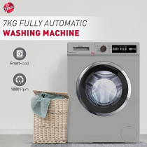 Hoover 7Kg Front Load Washing Machine, Fully Automatic, 1000 RPM, 15 Programs,Foam Protection, Child Safety Lock, Eco-Logic System, HWM-V710-S (Silver)
