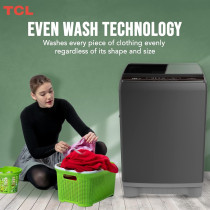TCL 16Kg Top Load Washing Machine, 8 Washing Programs, Free Standing, Durable Glass Window, Smart Fuzzy Control, Child Safety Lock, Grey, F116TLS