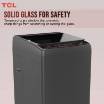 TCL 16Kg Top Load Washing Machine, 8 Washing Programs, Free Standing, Durable Glass Window, Smart Fuzzy Control, Child Safety Lock, Grey, F116TLS