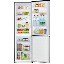 Hitachi 410L Gross Bottom Mount Double Door Refrigerator, 2 Doors No Frost Fridge Freezer, Inverter Control With Dual Fan Cooling, Eco Thermo-Sensor, Bottle And Wine Shelf, Premium Silver, RB410PUK6PSV