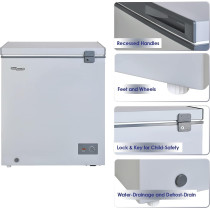 Super General Chest-Freezer 200 Liter Gross Volume, Compact Deep-Freezer With Storage-Basket, Lock And Key, Wheels, SGF-222-HMS