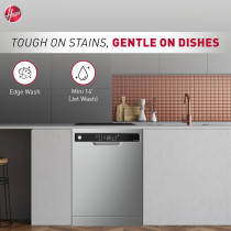 Hoover Freestanding Dishwasher, 15 Place Settings, 10 Programs, Full Touch Controls, Delay Start, Child Lock, Steel, Inox, HDW-V1015-S
