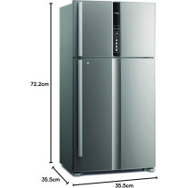 Hitachi 820L Gross Top Mount Double Door Premium Refrigerator RV820PUK1KBSL, 2 Door Fridge, Dual Fan Cooling-Led Control Panel-Twist Ice Tray, Brilliant Silver