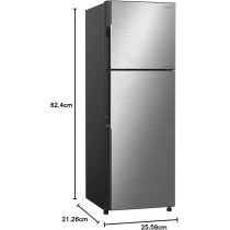 Hitachi 256 Litre Gross Top Mount Double Door Refrigerator RH330PUK7KBSL, Brilliant Silver