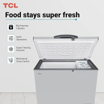 TCL 326 Litre Chest Freezer Single Door, Silver, F326CFSL