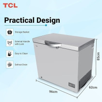 TCL 326 Litre Chest Freezer Single Door, Silver, F326CFSL