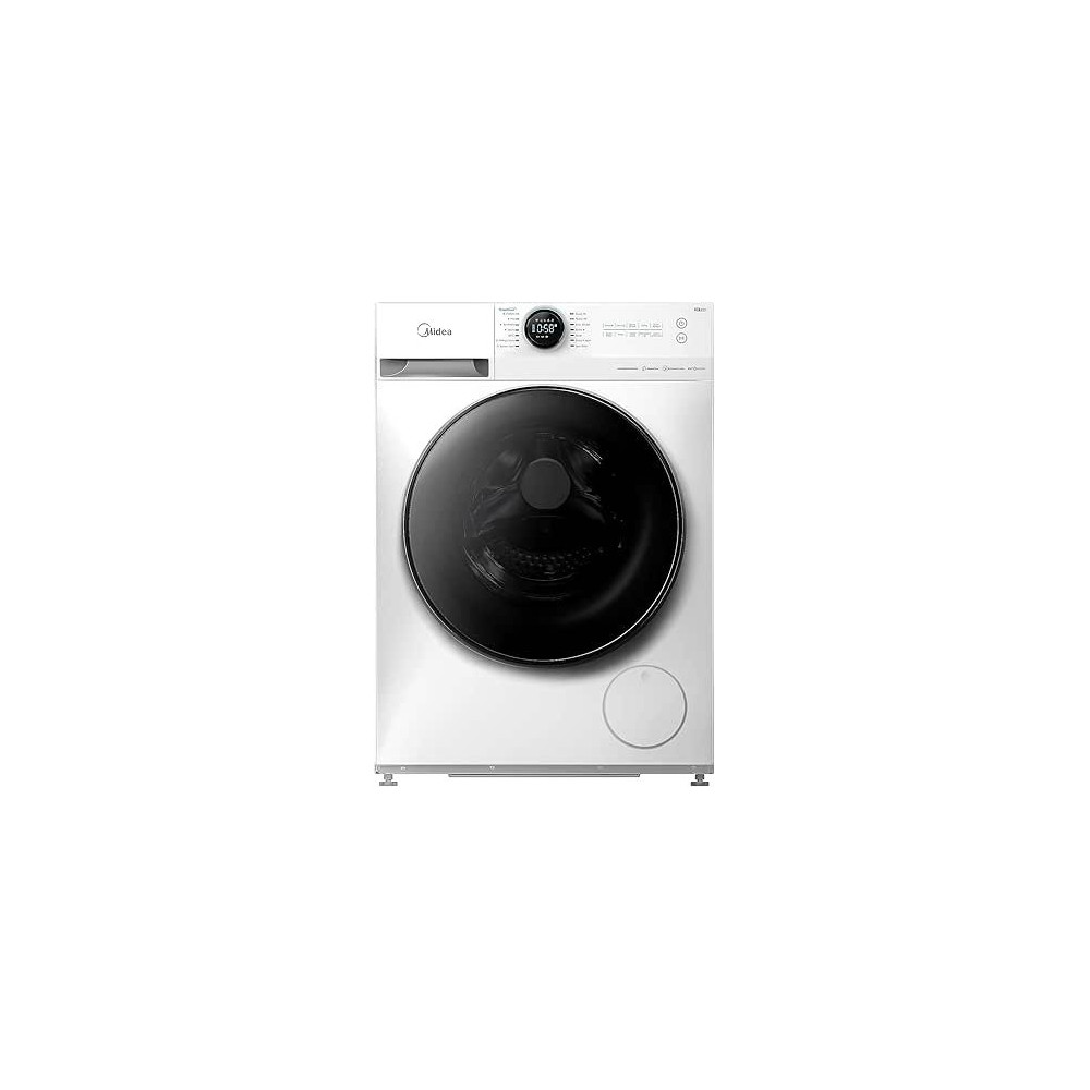Midea, 10Kg Front Load Smart Washing Machine With Lunar Dial, 1400 Rpm, 14 Programs, Fully Automatic Washer With Wide Door, Digital Led Display, Child Lock, Steam Care, Wi-Fi Connectivity, MF200W100WBW