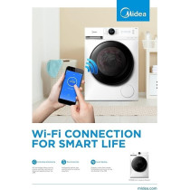 Midea, 10Kg Front Load Smart Washing Machine With Lunar Dial, 1400 Rpm, 14 Programs, Fully Automatic Washer With Wide Door, Digital Led Display, Child Lock, Steam Care, Wi-Fi Connectivity, MF200W100WBW