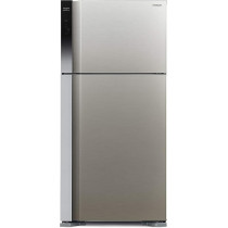 Hitachi, 760L Gross Top Mount Double Door Refrigerator Rv760Puk7K1Bsl, 10 Year Warranty On Inverter Compressor, 2 Doors Fridge, Dual Fan Cooling, Touch Screen Control, Movable Twist Ice Tray, Silver
