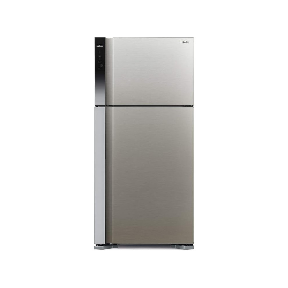 Hitachi, 760L Gross Top Mount Double Door Refrigerator Rv760Puk7K1Bsl, 10 Year Warranty On Inverter Compressor, 2 Doors Fridge, Dual Fan Cooling, Touch Screen Control, Movable Twist Ice Tray, Silver